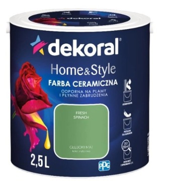 Farba ceramiczna ścienna Dekoral 2,5 l HOME&STYLE mat FRESH SPINACH