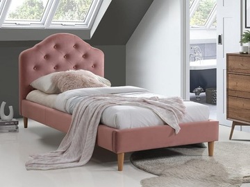 Łóżko CHLOE VELVET 90x200 ant róż jednoosobowe