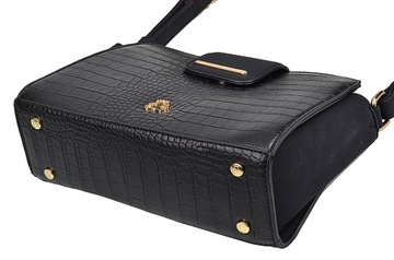 Czarna TOREBKA damska LISTONOSZKA CROSSBODY Lulu Castagnette EKO krokodyl