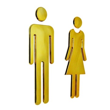 Znaki WC Mężczyzna Kobieta WC Signage Złoty 20x6,5