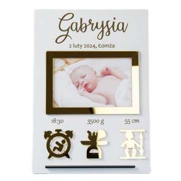 3D свидетельство о рождении Детское фото Золотое зеркало Сувенир Подарок на день рождения Крещение