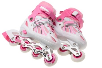 РОЛИКОВЫЕ КОНЬКИ РЕГУЛИРУЕМЫЕ РОЛИКЫ РОЗОВЫЕ КОЛЕСО СВЕТОДИОДНЫЕ КОЛЕСА 34-37