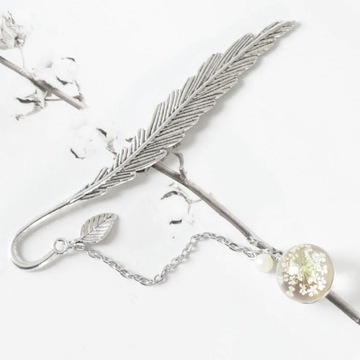 ПЕРО ЦВЕТЫ КНИГА ЗАКЛАДКА Серебро