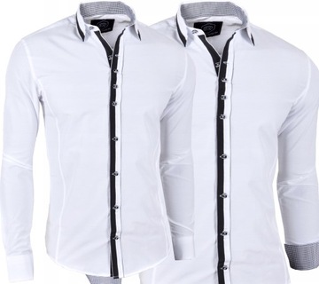 Koszula Męska Regular Casual kontrast Bawełniana Wywijane mankiety w kratkę