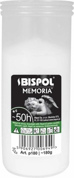 BISPOL MEMORIA Parafinowy wkład do zniczy CZAS PALENIA 50h, P180 1 szt