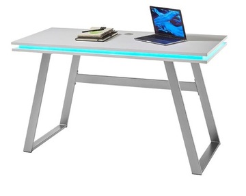 Biurko Tiflis białe toaletka lakier mat +LED