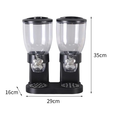 Двойной диспенсер для хлопьев Двойной диспенсер для пищевых продуктов, черный