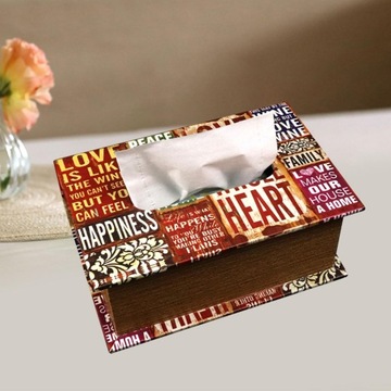 Ретро прямоугольная крышка коробки для салфеток с деревянным лицом, бумажная накачка на английском языке