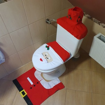 Рождественский набор для ванной, коврик для туалета, Санта-Клаус, чехол для Санта-Клауса, ванная комната