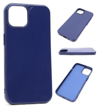 Etui Jelly GLITTER do iPhone 13 granatowe +SZKŁO Case Pokrowiec