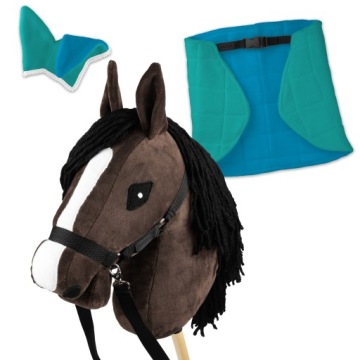 Набір Skippi - Hobby Horse Gniady - Попона і навушники - м'ята і синій