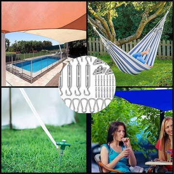 ZESTAW OSPRZĘTU DO MONTAŻU ŻAGLI PRZECIWSŁONECZNYCH STAL NIERDZEWNA