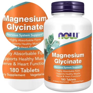 GLICYNIAN MAGNEZU NOW Foods UKŁAD NERWOWY MIĘŚNIE 180 TABLETEK