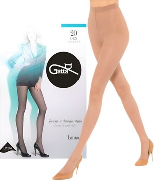 Klasyczne Rajstopy lycra Rajstopy Gatta Laura 20 den VISONE beżowe r.5-XL