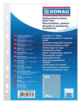 DONAU KOSZULKI OBWOLUTY FOLIOWE A5/100 KRYSTALICZNE 50 MIC
