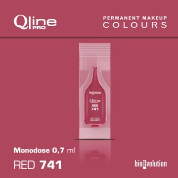 RED 741 - czerwony pigment QLINE PRO do makijażu permanentnego ust MONODOSA