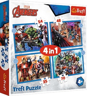 Puzzle 4w1 Odważni Avengersi. Avengers