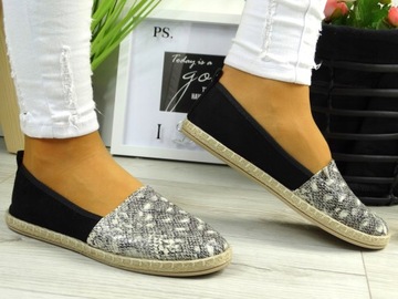 ESPADRYLE BALERINKI TENISÓWKI BLACK-SNAKE 38