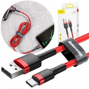 Kabel USB-C Typ-C 1m Szybkie Ładowanie Mocny Oplot QC 3.0 3A Baseus