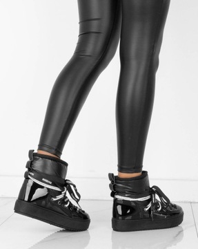 ЧЕРНЫЕ СНЕЖНЫЕ БОТИНКИ, УТЕПЛЕННЫЕ, ТЕПЛЫЕ БОТИНКИ-СЛИПОНЫ 39