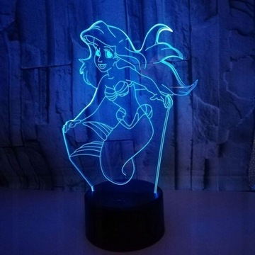 3D LED РУСАЛКА НОЧНИК ARIEL USB + ПУЛЬТ ДИСТАНЦИОННОГО УПРАВЛЕНИЯ