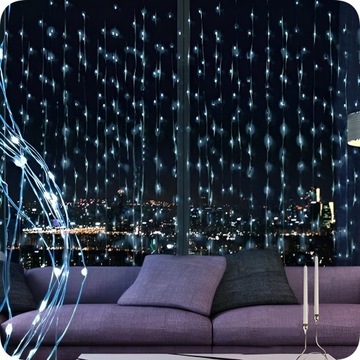 СВЕТОДИОДНАЯ СВЕТОВАЯ ЗАВЕСА 3x3 лампочки x 300 елочная гирлянда для окна