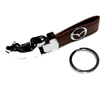 BRELOK DO KLUCZY DLA MAZDA LEOPARD SKÓRA PREZENT BRAZOWA