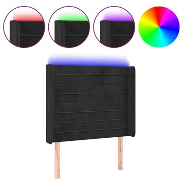 VidaXL Zagłówek do łóżka z LED, czarny,