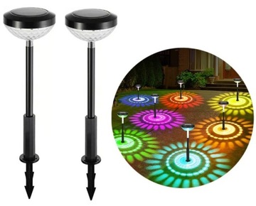 2sztuki Dekoracyjna lampa solarna Ogrodowa LED RGB/ BIAŁA CIEPŁA
