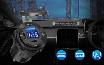 Автомобильный вольтметр USB зарядное устройство QC3.0 2PD 20W