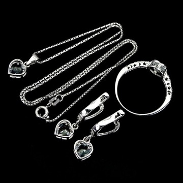 набор из серебра 925 пробы, аквамарины, цирконы, сертификат