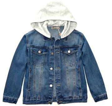 ДЖИНСОВАЯ КУРТКА ДЛЯ МАЛЬЧИКОВ, КАТАНА, ДЖИНСЫ С КАПЮШОНОМ, размер 170 см