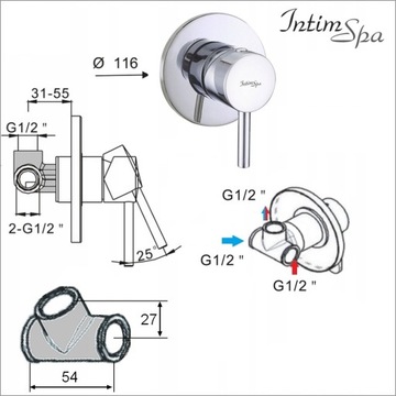 Смеситель Bidetta ROND и соединение/держатель IntimSPA