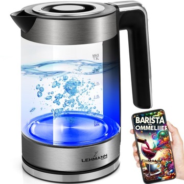 Электрический чайник Lehmann 1,8л Черный и Серебристый 2200Вт Нержавеющая сталь INOX