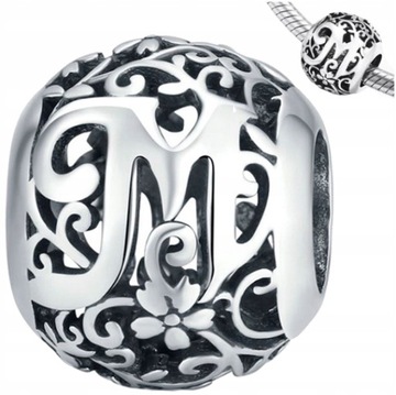 CHARMS litera M srebro 925 literka srebrna koralik zawieszka charms pr 925
