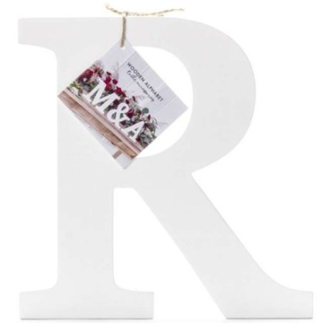 Drewniana LITERA R dekoracja biała OZDOBA literka