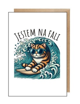 Kartka pocztówka koperta na różne okazje jestem na fali kot urlop zmiany