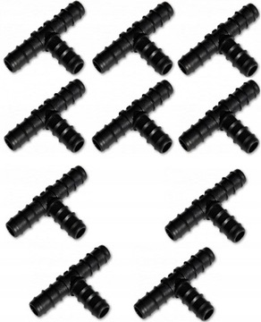 10x ТРОЙНИК ПРЕССОВАННЫЙ для монтажной трубы капельного трубопровода FI 16x16x16 - 16 мм