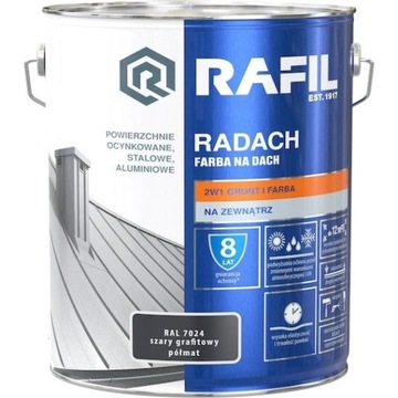Radach 10L Szary GRAFIT-OWY RAL7024 PÓŁMAT farba