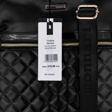 MONNARI ЧЕРНАЯ СУМКА MESSAGE, СТЕГАНЫЙ ЛОГОТИП, КАРМАН