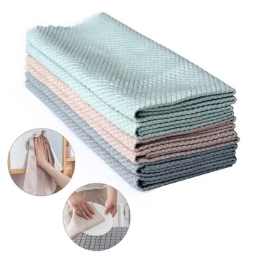 3Pcs Wipe Glass Fish Scale Cleaning Cloth Sof