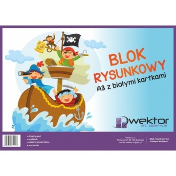 BLOK RYSUNKOWY A3, biały, 80 g/m2, 20 kartek, Wektor