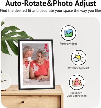 Цифровая фоторамка 10,1 дюйма Wi-Fi 1280x800 32+32 ГБ черная