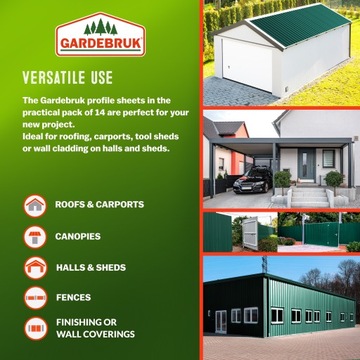 14x трапециевидный лист, оцинкованный, 7 м², зеленый трапециевидный кровельный лист