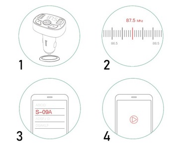 Автомобильный FM-передатчик Baseus с Bluetooth, 2xUSB microSD + зарядка 3,4 А