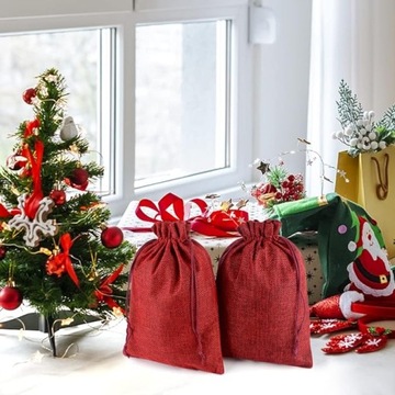 КРАСНЫЙ ДЖУТОВЫЙ ПОДАРОЧНЫЙ СУМОК 15 Х 20 см