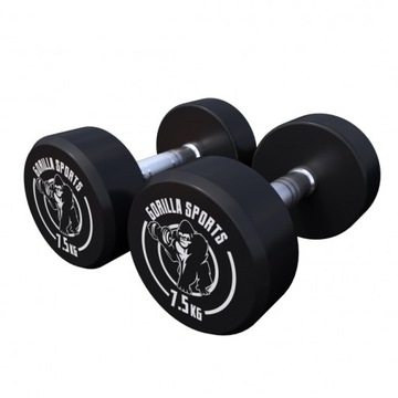 2x7,5 kg Hantle stałe żeliwne gumowane