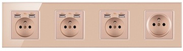 GNIAZDO POCZWÓRNA 4×GNIAZDKO SZKLANE 6×USB GNIAZDO