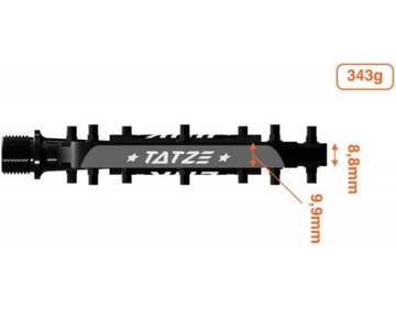 Педали Tatze Link MTB с тонкой платформой, 343 г.