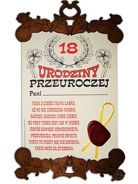 DYPLOM 18 LATKI SP życzenia prezent na 18 urodziny